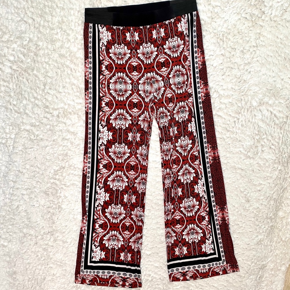 INC Brick/Black Floral Palazzo Pants, XL